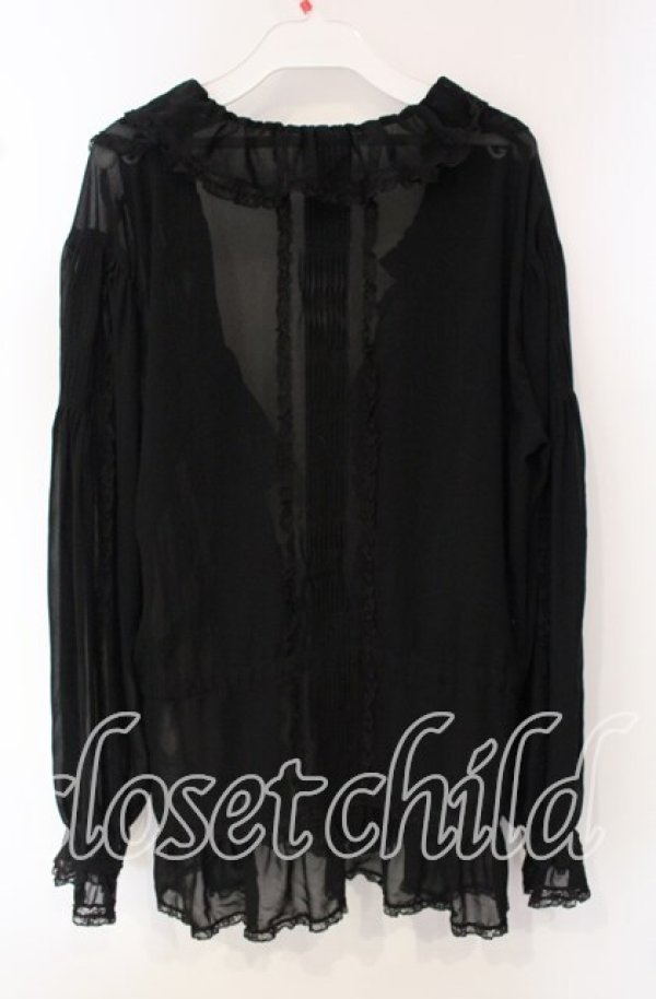 画像3: INGEBORG / レースタックシースルーカーディガン  クロ O-25-09-30-073-LO-TO-IG-ZT380 (3)