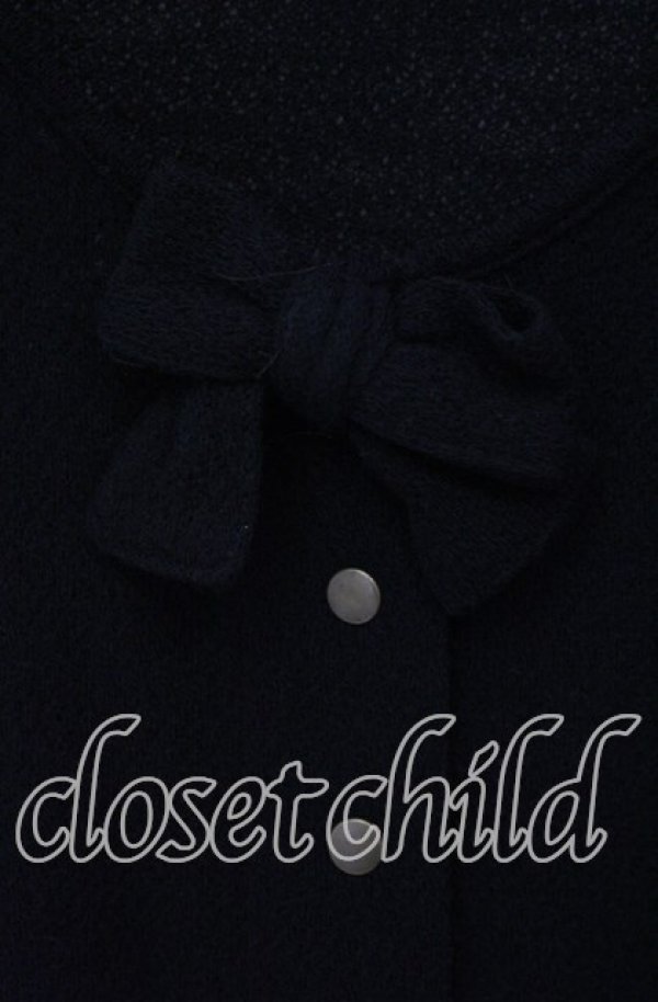 画像2: KANEKO ISAO / リボン付きポケットカーディガン  クロ O-25-09-30-076-EL-TO-IG-ZT326 (2)