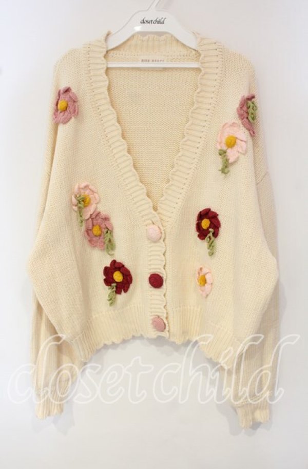 画像1: PINK HOUSE / フラワー編みぐるみカーディガン  アイボリー O-25-09-30-080-LO-TO-IG-OS (1)