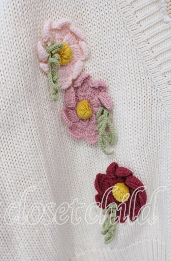 画像2: PINK HOUSE / フラワー編みぐるみカーディガン  アイボリー O-25-09-30-080-LO-TO-IG-OS (2)