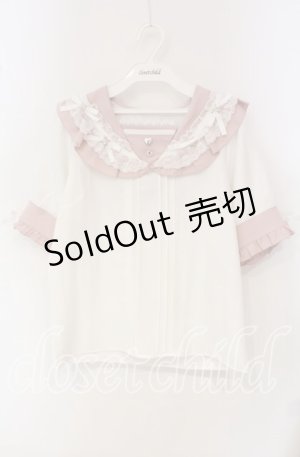 画像: Dear My Love / ハートリボンたっぷりフリルセーラーブラウス M シロ×ピンク O-25-09-30-083-EL-BL-OW-OS