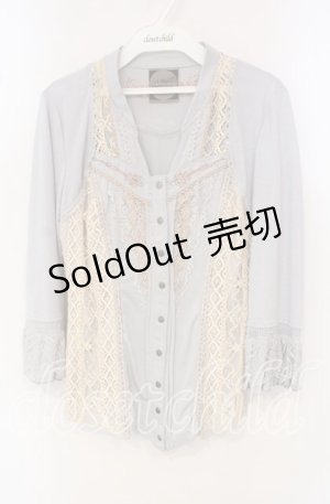 画像: OZZ ANGELO / 刺繍レースカットソー  ライトグレー O-25-09-30-088-OO-TO-IG-OS