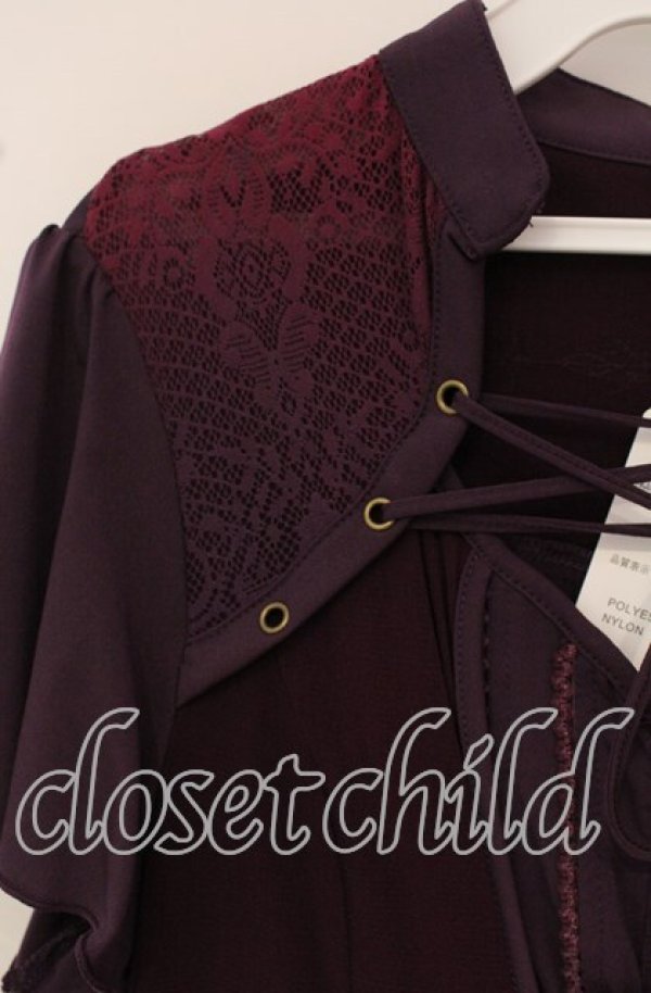 画像2: Ozz Croce / メッシュレイヤード刺繍入りワンピース  パープル O-25-09-30-089-OO-OP-IG-OS (2)