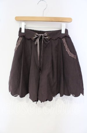 画像: axes femme POETIQUE / 裾スカラップスウェード風キュロット  ブラウン O-25-09-30-2033-AX-PA-IG-OS
