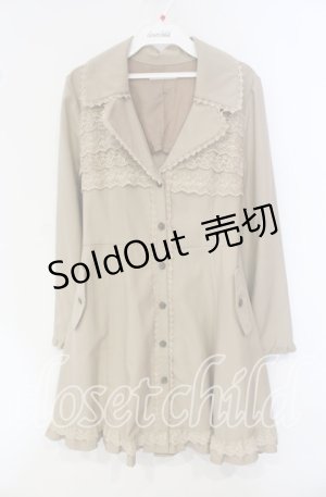 画像: axes femme / 胸レースライトロングコート  ベージュ O-25-09-30-2011-AX-CO-IG-OS