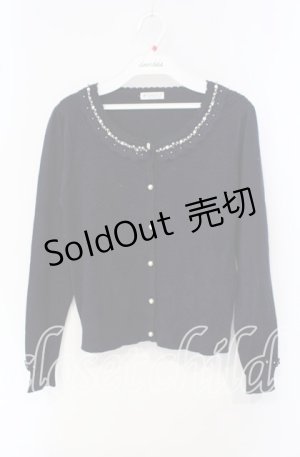 画像: axes femme / パール配色ワッフルニットカーディガン  ネイビー O-25-09-30-2016-AX-TO-IG-OS