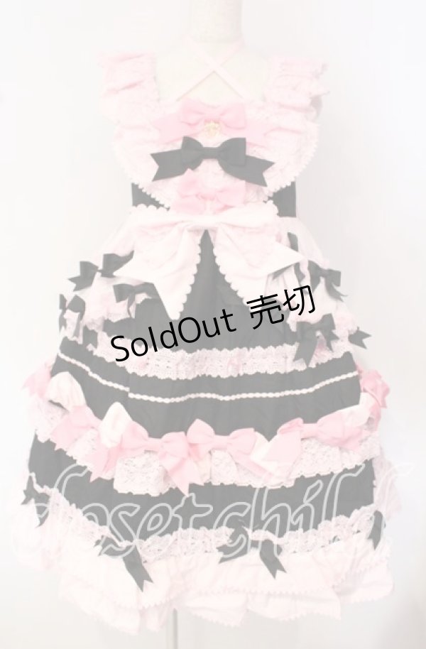 画像1: BABY,THE STARS SHINE BRIGHT / Cutie Whipped cream parfaitジャンパースカート  クロ×ピンク O-25-09-30-2002-BA-OP-IG-OS (1)