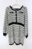 画像1: evelyn / チェックニットワンピース  クロ×シロ O-25-09-30-2027-LO-OP-IG-OS (1)