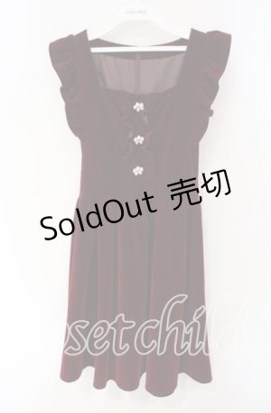 画像: Ank Rouge / フラワーパールベロアジャンパースカート  ワイン O-25-09-30-2029-CA-OP-IG-OS