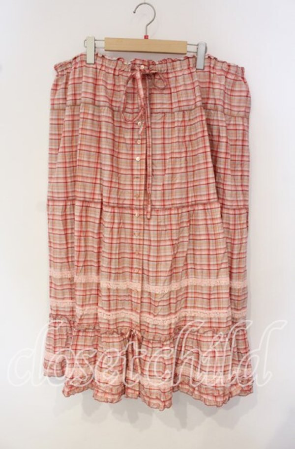 画像1: PINK HOUSE / オリジナルチェックロングスカート【お直しあり】  ピンク O-25-09-30-022-LO-SK-IG-OS (1)