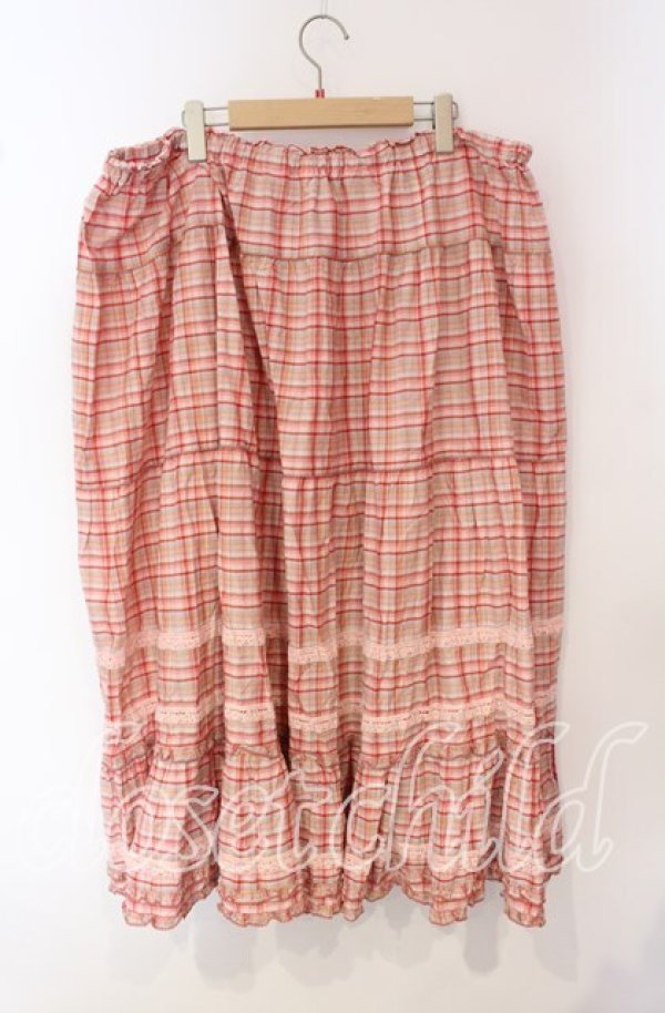 画像3: PINK HOUSE / オリジナルチェックロングスカート【お直しあり】  ピンク O-25-09-30-022-LO-SK-IG-OS (3)