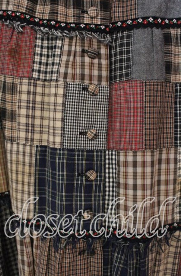 画像2: PINK HOUSE / チロリアンテープ&パッチワーク前開きスカート  ベージュ系 O-25-09-30-025-LO-SK-IG-OS (2)