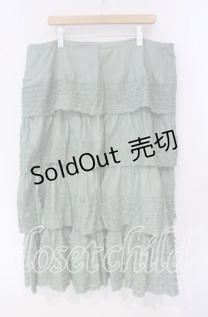 画像: WONDERFUL WORLD / タックピコフリル段々スカート  グリーン O-25-09-30-027-LO-SK-IG-OS