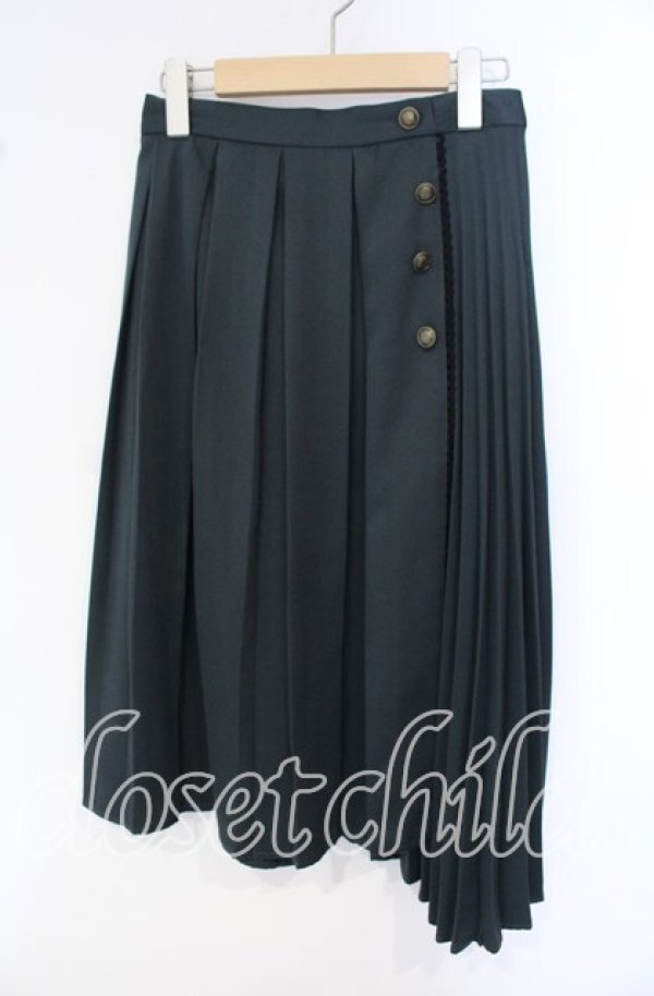 画像1: axes femme / ダブルプリーツスカート  グリーン O-25-10-02-002-AX-SK-IG-ZT283 (1)