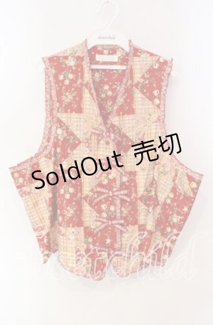 画像: PINK HOUSE / ローズチェックパッチワークベスト【お直しあり】  アカ O-25-10-02-021-LO-TO-IG-OS