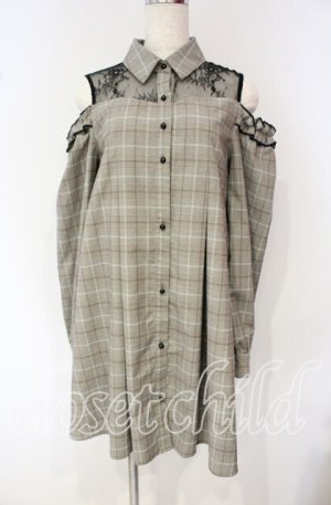 画像: Rojita / オープンショルダービジューブローチ付きワンピース【ブローチ欠品】  グレー O-25-10-02-034-LO-OP-IG-OS