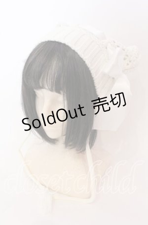 画像: axes femme POETIQUE / サテンリボン猫耳ニット帽  アイボリー O-25-10-03-008-AX-AC-IG-OS