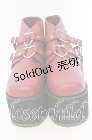 画像: 【SALE】Ank Rouge / ハートバックルブーツ L ワイン O-25-10-03-023-CA-SH-OW-ZT335