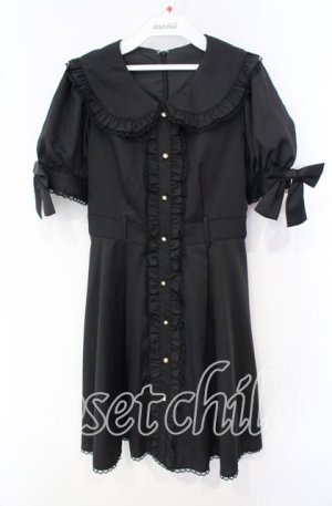 画像: Honey Cinnamon / パールバックル丸襟ワンピース【ベルト欠品】 F クロ O-25-10-04-036-LO-OP-OW-OS