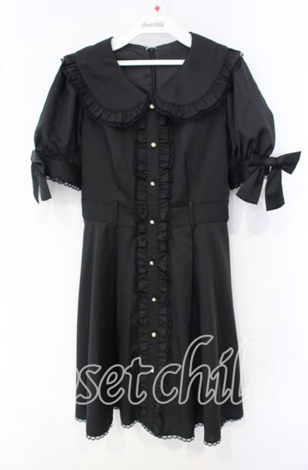 画像1: Honey Cinnamon / パールバックル丸襟ワンピース【ベルト欠品】 F クロ O-25-10-04-036-LO-OP-OW-ZT373 (1)