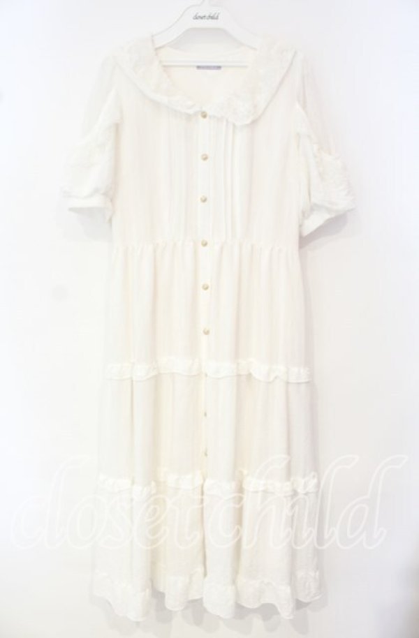 画像1: axes femme POETIQUE / リボン付ドーリーロングワンピース オフ O-25-10-04-037-AX-OP-IG-ZT373 (1)