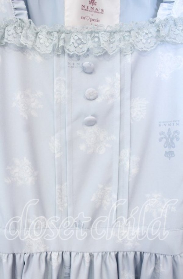 画像2: m petit by misako / NINA'S 花柄スクエアネックワンピース S サックス O-25-10-04-040-LO-OP-IG-ZT373 (2)