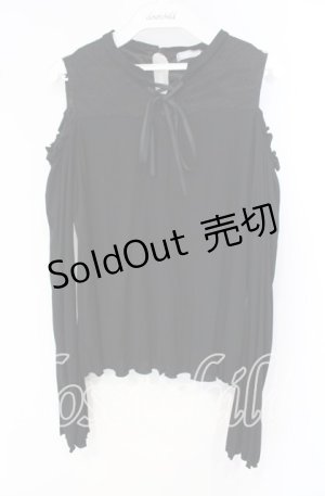 画像: axes femme POETIQUE / レースアップ肩開きプルオーバー  クロ O-25-10-04-041-AX-TO-IG-OS