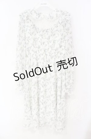 画像: Honey Cinnamon / レース切替花柄ワンピース F シロ×アオ O-25-10-04-048-LO-OP-OW-OS