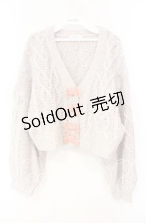 画像: DearMyLove / ベロアリボンカーディガン L〜LL アイボリー O-25-10-04-052-EL-TO-OW-OS