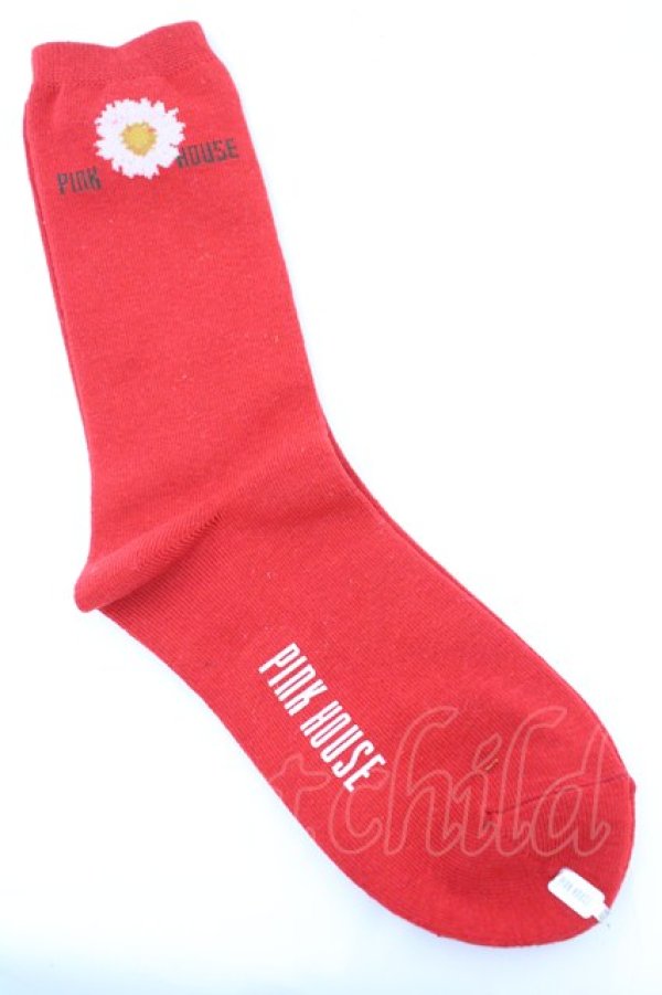 画像1: PINK HOUSE / マーガレットソックス  アカ O-25-10-04-1059-LO-ZA-IG-ZT-K015 (1)