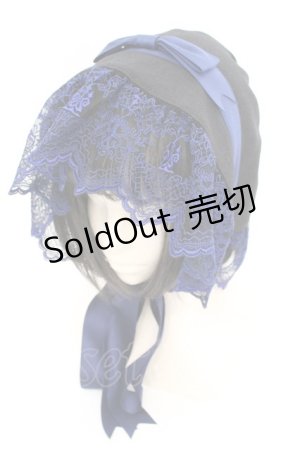 画像: Moi-meme-Moitie / 燭台エンブレムボンネット  ブラック×ブルー O-25-10-04-1008-MO-AC-OW-OS