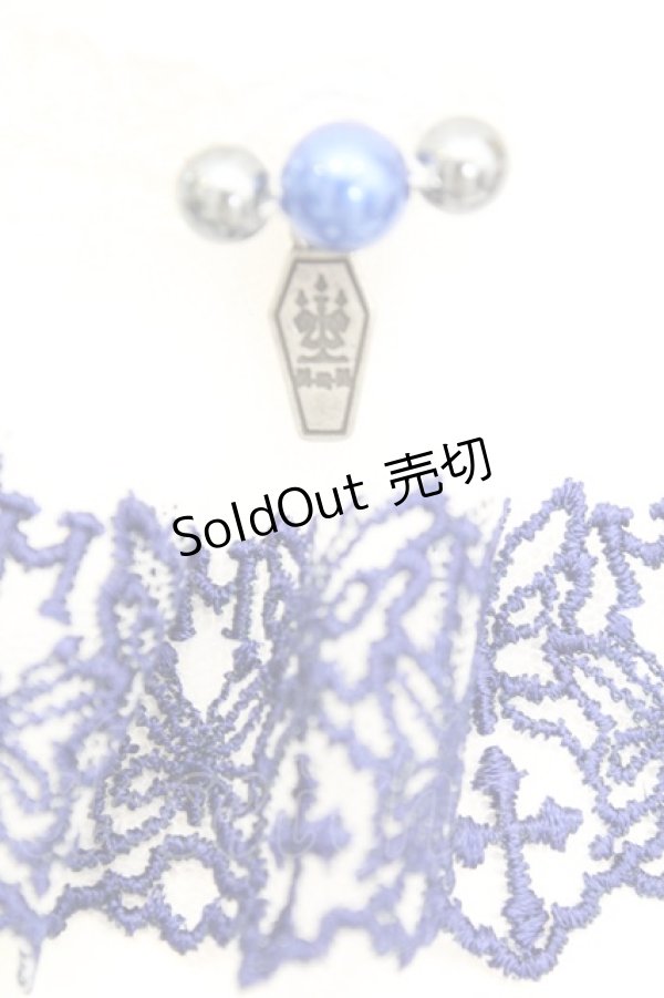 画像1: Moi-meme-Moitie / Butterfly and Crossレースチョーカー  ホワイト×ブルー O-25-10-04-1009-MO-AC-OW-ZT434-F004 (1)