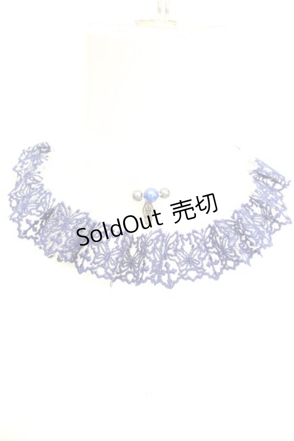 画像2: Moi-meme-Moitie / Butterfly and Crossレースチョーカー  ホワイト×ブルー O-25-10-04-1009-MO-AC-OW-ZT434-F004 (2)