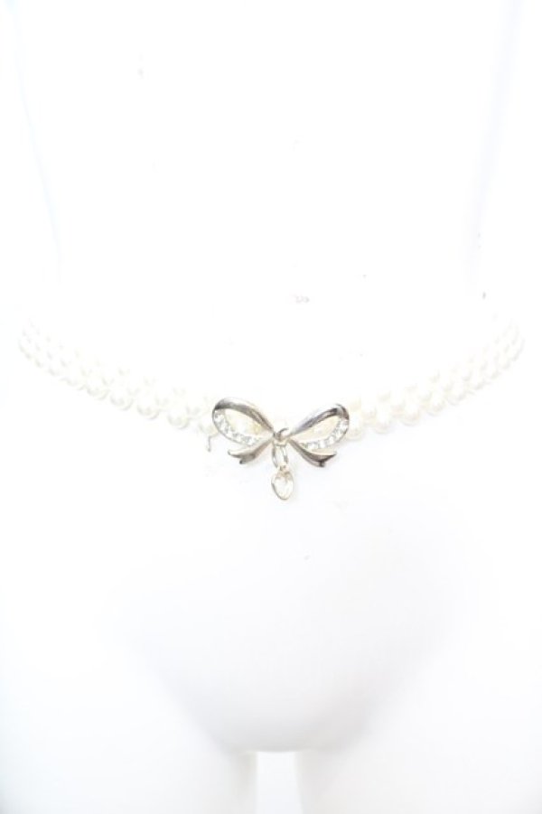 画像2: axes femme POETIQUE / リボンパールゴムベルト  シルバー O-25-10-04-1018-AX-ZA-IG-ZT434-F002 (2)