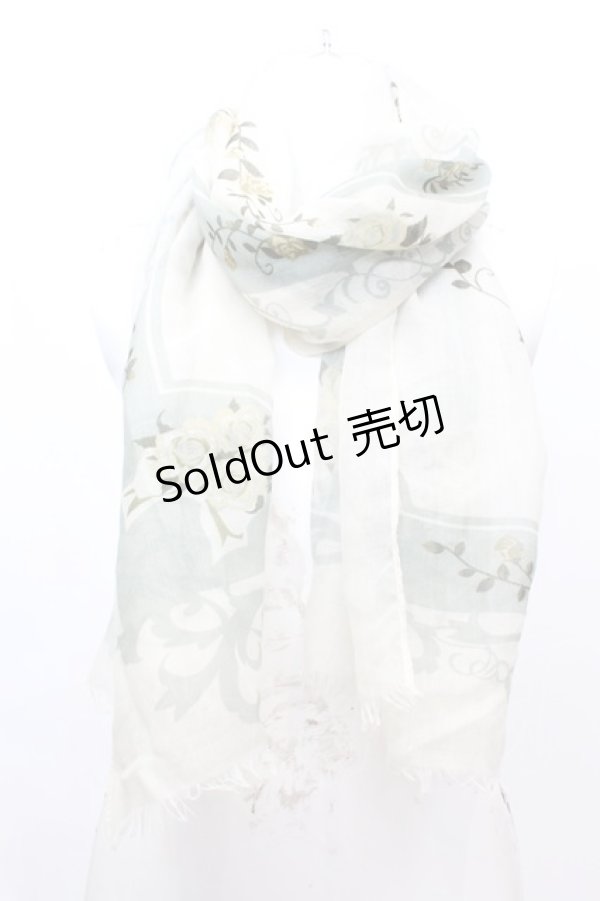 画像1: 【SALE】axes femme / ブーケ柄ストール 70×180ｃｍ 生成り×グリーン O-25-10-04-1020-AX-ZA-IG-ZT433 (1)