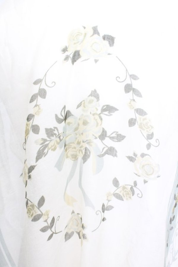 画像2: axes femme / ブーケ柄ストール 70×180ｃｍ 生成り×グリーン O-25-10-04-1020-AX-ZA-IG-ZT433 (2)