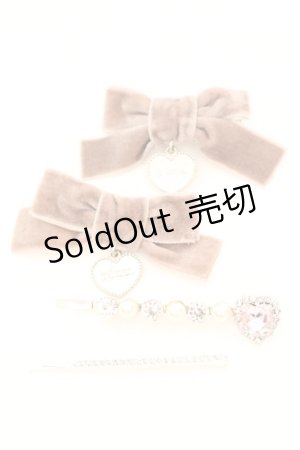 画像: pium / ビジュー×ベロアリボンヘアピンセット  モカ O-25-10-04-1025-LO-AC-OW-ZT434-F002