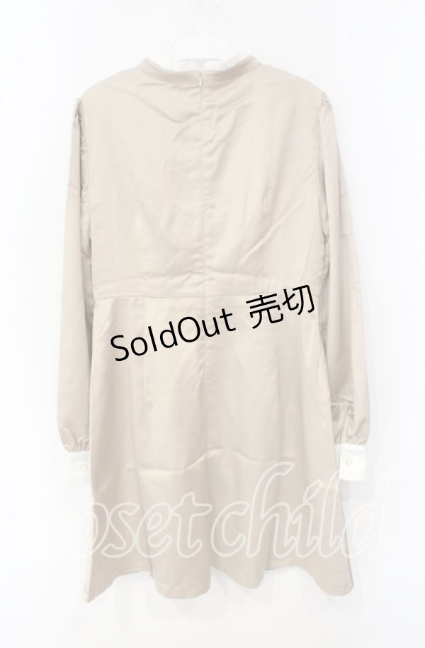 画像2: 【SALE】E hyphen world gallery / サテンフリルハイネックワンピース  ベージュ O-25-10-04-066-LO-OP-OW-ZT058 (2)