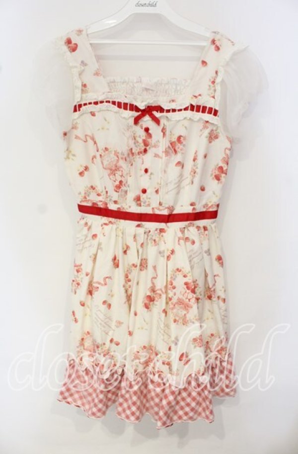 画像1: LIZ LISA / ストロベリーボンボン柄ワンピース 2 アイボリー系 O-25-10-04-068-LO-OP-OW-OS (1)