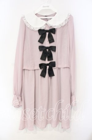 画像: Ank Rouge / 3つリボンセットアップワンピース M ピンク O-25-10-04-069-CA-OP-OW-OS