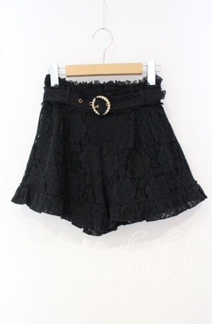 画像: Rojita / リングバックルレースショートパンツ  クロ O-25-10-04-079-LO-TO-IG-OS