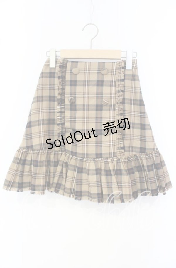 画像1: evelyn / 裾フリンジチェックスカート ブラウン系 O-25-10-04-090-LO-SK-OW-ZT373 (1)