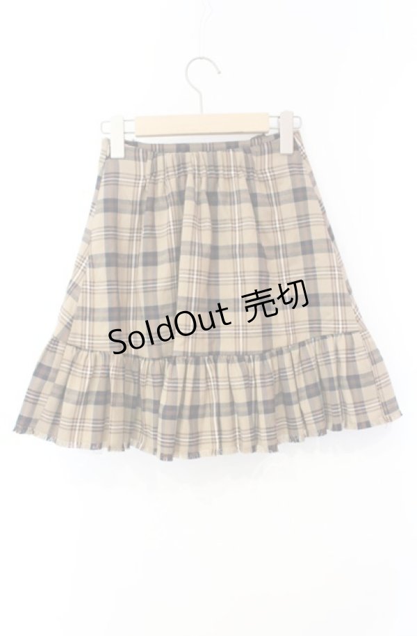 画像3: evelyn / 裾フリンジチェックスカート ブラウン系 O-25-10-04-090-LO-SK-OW-ZT373 (3)