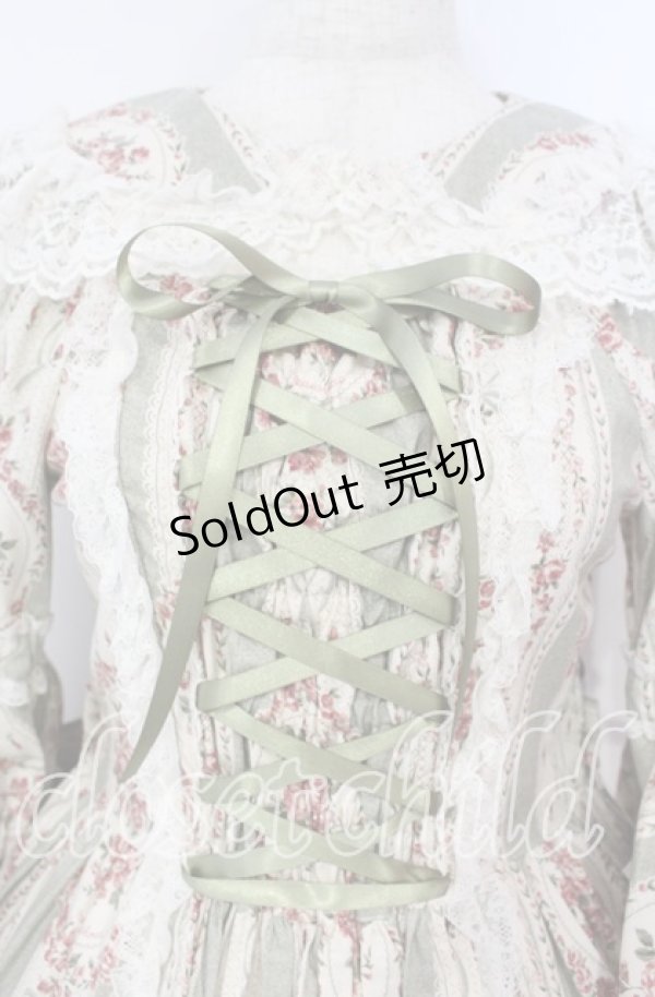 画像2: metamorphose / アンティークブーケ姫袖ワンピース 1 グラスグリーン O-25-10-04-092-ME-OP-OW-OS (2)