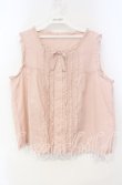 画像1: PINK HOUSE / ピコフリルピンタックノースリーブブラウス  ピンク O-25-10-04-095-LO-BL-OW-ZT373 (1)