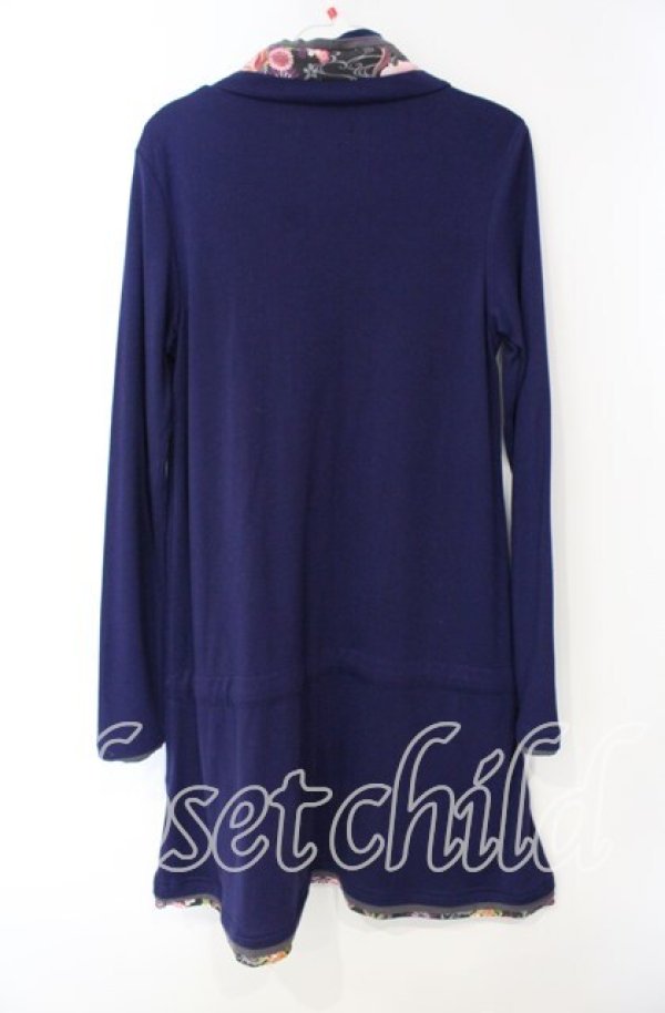 画像3: gouk / 和柄切り替えZIPカーディガン  ネイビー O-25-10-04-098-GO-TO-OW-ZT396 (3)