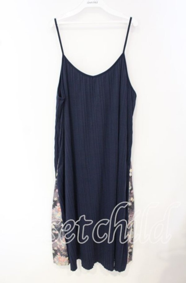 画像1: gouk / サイド和柄切り替えキャミワンピース  ネイビー O-25-10-04-099-GO-OP-OW-ZS (1)