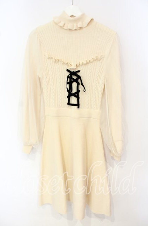 画像1: Ank Rouge / チュール切り替えニットワンピース  アイボリー O-25-10-04-010-CA-OP-IG-ZT062 (1)