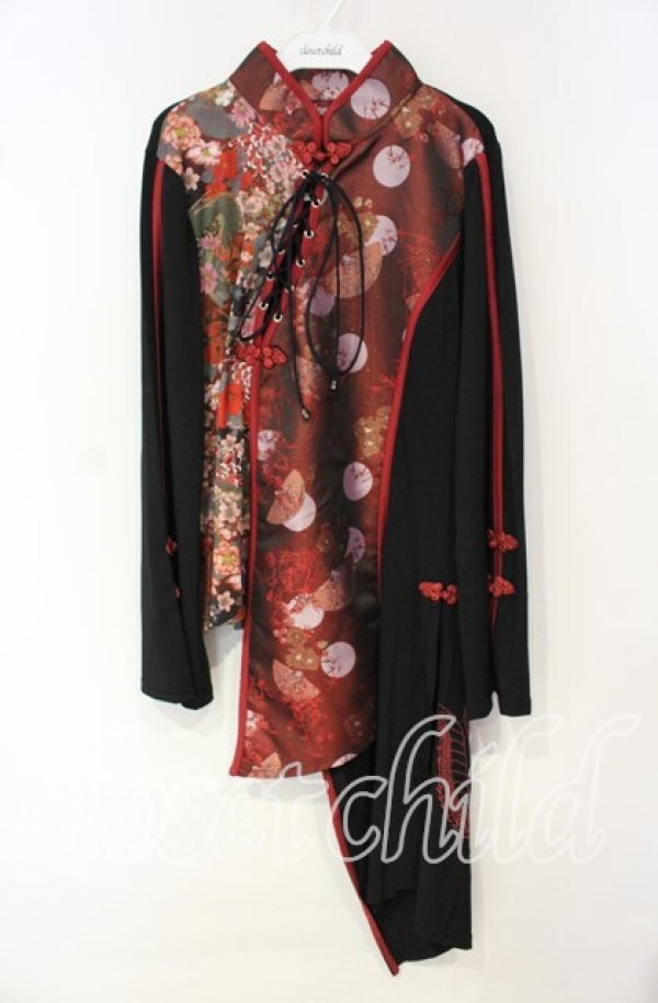 画像1: Qutie Frash / チャイナチュニック  レッド×ブラック O-25-10-04-024-QU-TO-IG-OS (1)