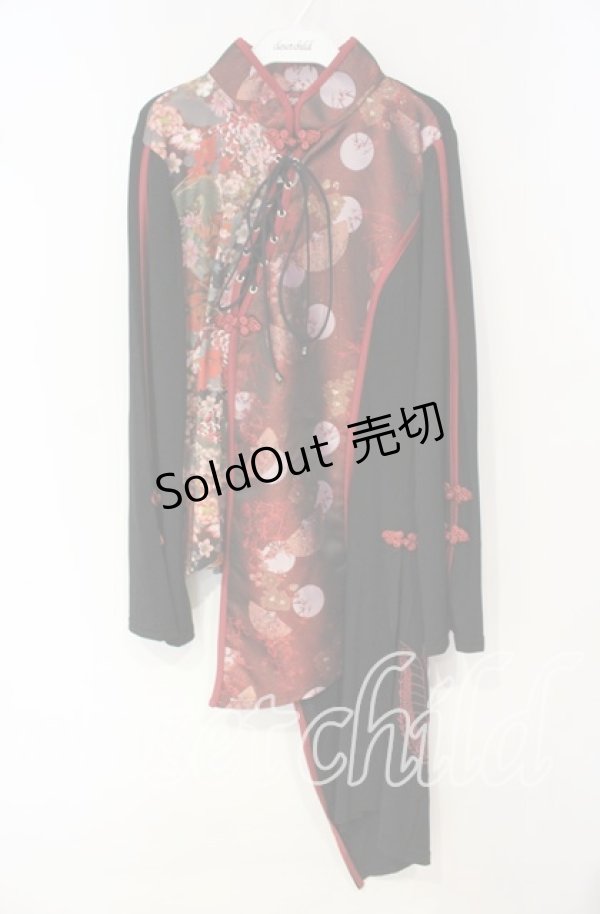 画像1: Qutie Frash / チャイナチュニック  レッド×ブラック O-25-10-04-024-QU-TO-IG-OS (1)